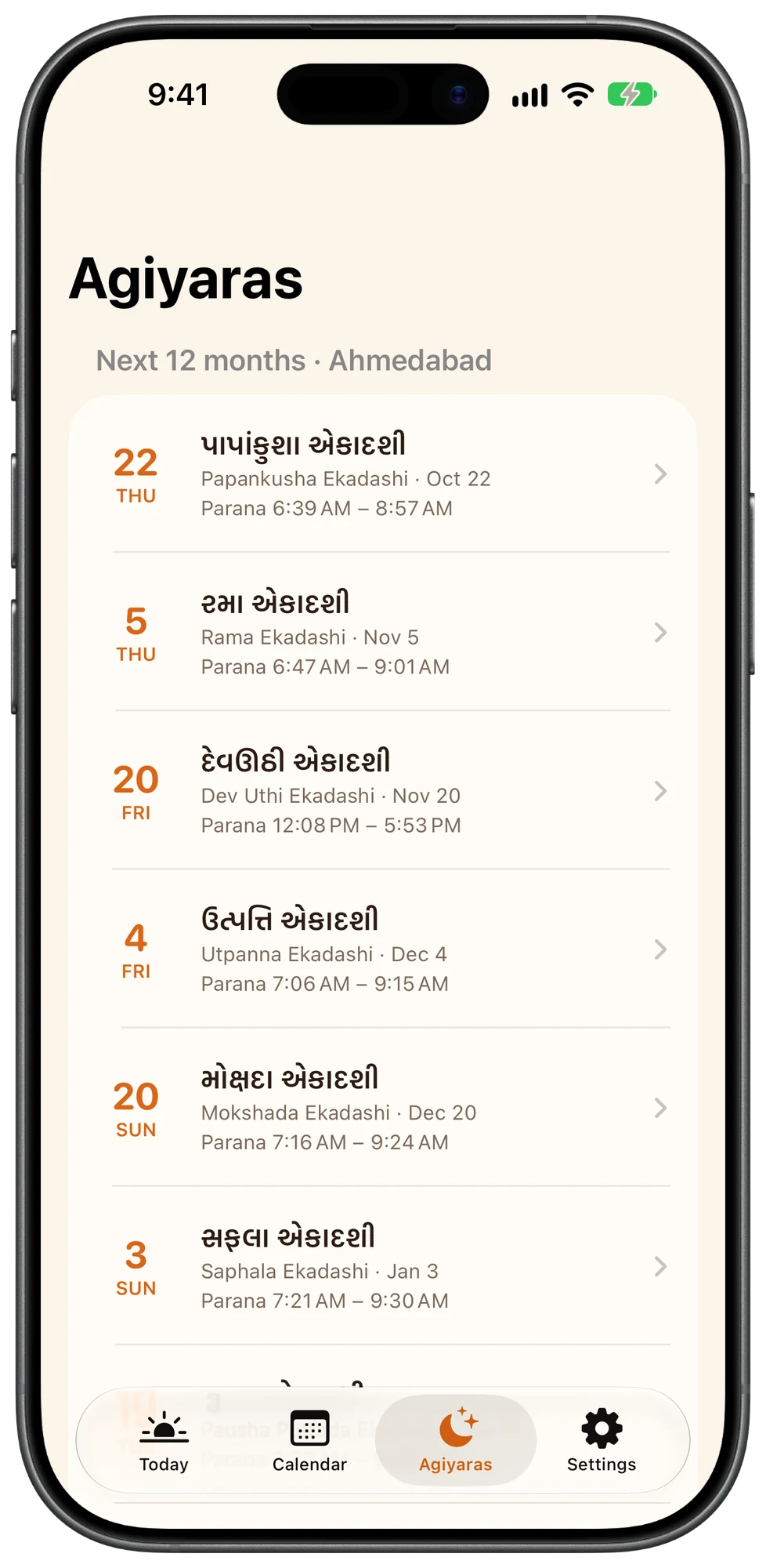 List of upcoming Ekadashis with Parana times for Ahmedabad