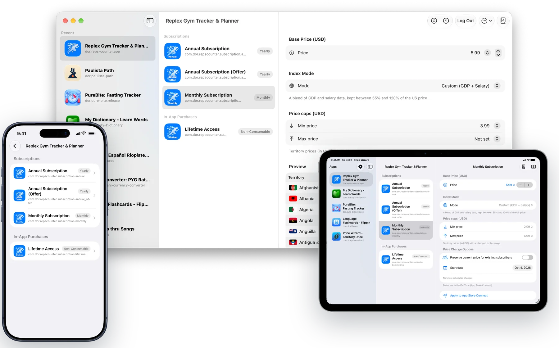 Price Wizard on Mac, iPad and iPhone
