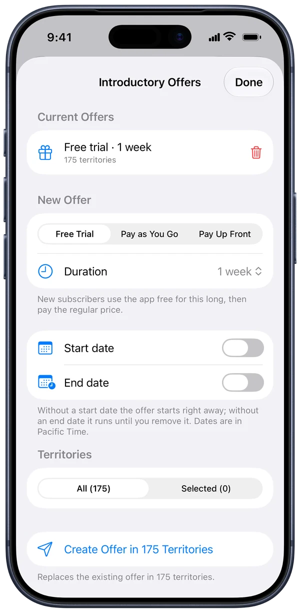Introductory offers on iPhone