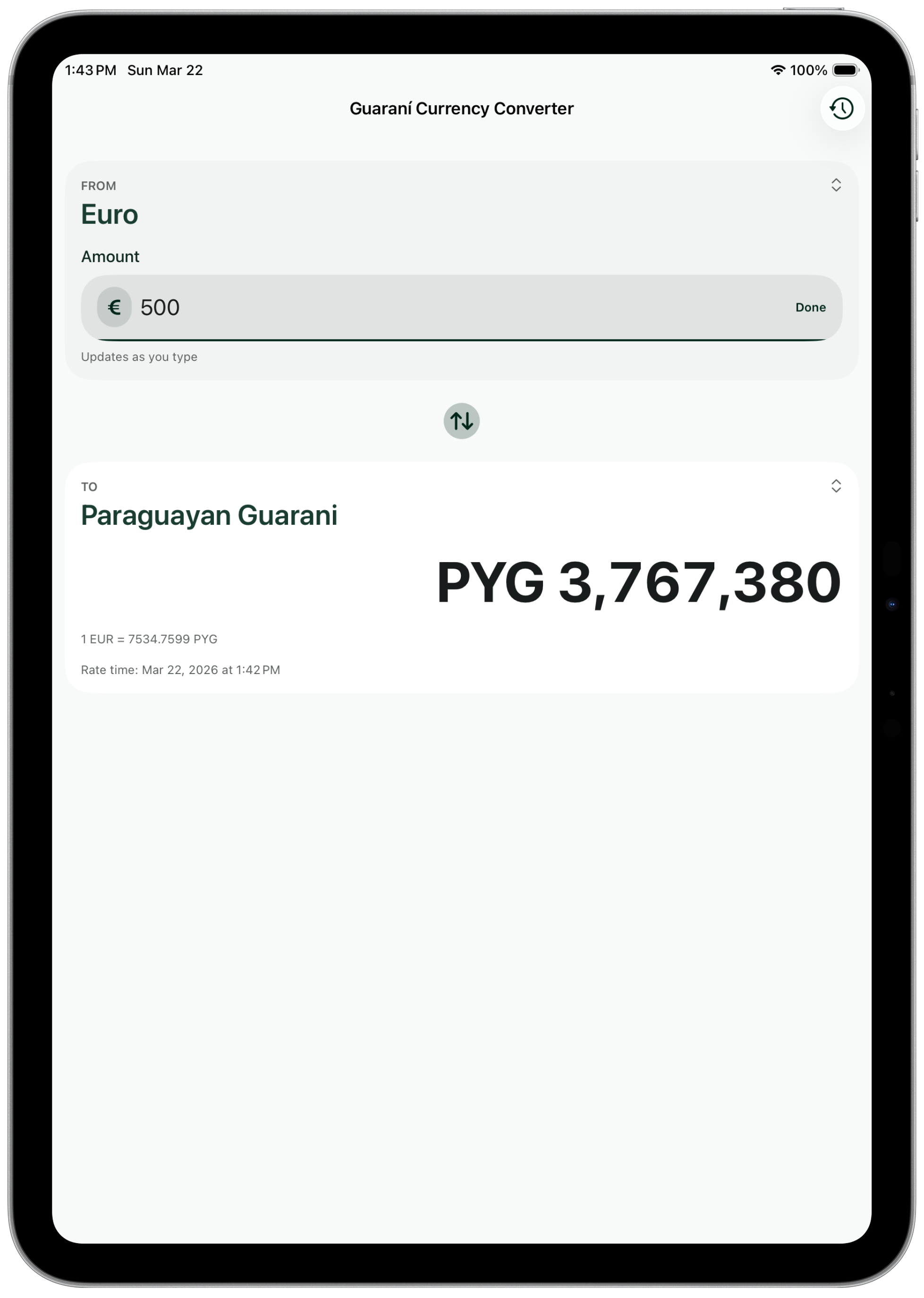 Converter on iPad.